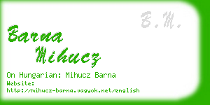 barna mihucz business card